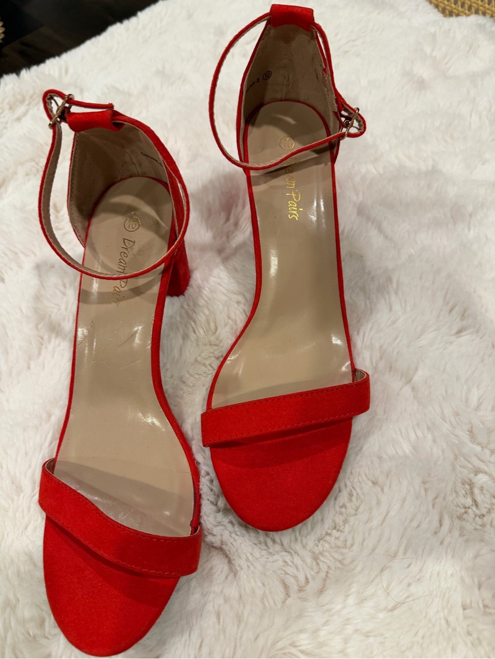 Dream Pairs Red Ankle-Strap Open-Toe Heels